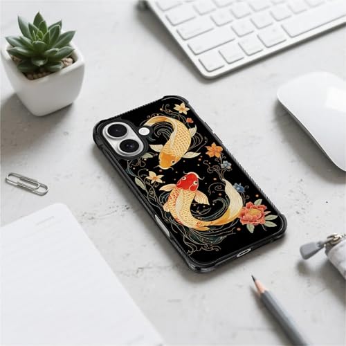 Coque rigide iPhone 17 compatible Magsafe antichoc motif floral poisson - 2