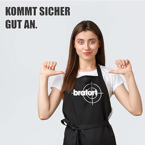 YORA Grillschürze für Männer lustig - Vatertagsgeschenk inkl. BBQ-Urkunde - lustige Geschenke zum Vatertag - Geschenkideen Papa & Opa (Bratort) (Bratort)
