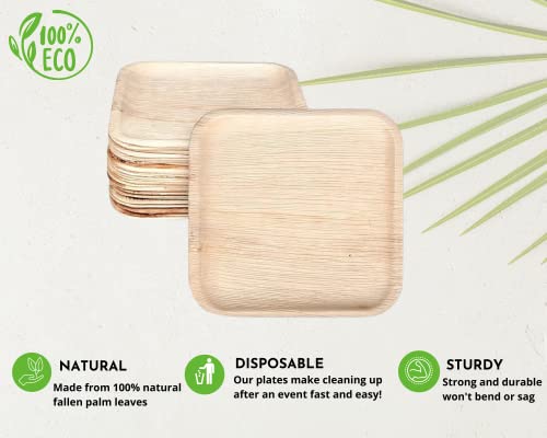 150 Pcs Palm Leaf Disposable Dinnerware Set - Eco Friendly Disposable Plates, And Cutlery Set - 25 Plates, 25 Cups, 25 Cutlery, 25 Paper Napkins, 100% Biodegradable Compostable Plates Utensil Set #TOP6