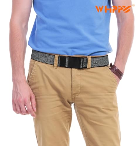 Image of WHIPPY Mens Elastic Stretch Belt Unisex Adventure Web Belt for Women Men with Non-Metal Buckle Adjustable Belts