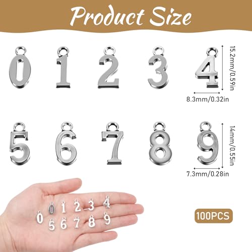 Jxiwfvl 100PCS 0-9 Number Charms for Jewelry Making, Silver by Jxiwfvl - Used condition - Image 2
