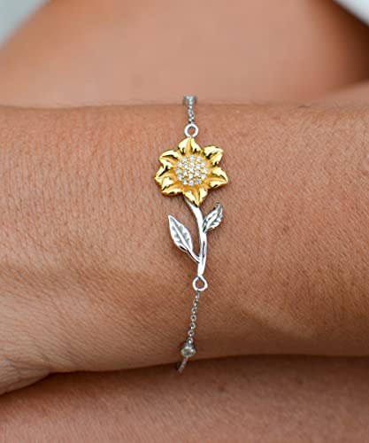 To My Son’s Girlfriend Gift, Sterling Silver and CZ Jeweled Sunflower Bracelet Gift for Son’s Girlfriend2