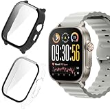 KUSINHOKA Cover per Realme Watch 5, [2 Pezzi] Custodia Protezione con Vetro Temperato, Schermo Protettiva Ultra Sottile HD Clear PC Rigida Cover, Nero + Trasparente