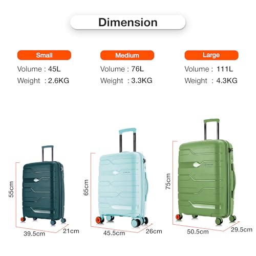 Image of Nasher Miles Paris Hard-Sided Polypropylene Luggage Set of 3 | 55cm, 65cm & 75cm | 8 Wheels Double Spinner Small, Medium & Large Trolley Bag for Travel | Suitcase (Multicolor)