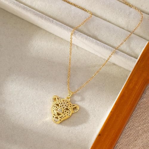 Bijoux évider tête de léopard, un collier pendentif d'exception mixte - 6