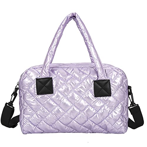 HDYZJQ Puffer-Einkaufstasche for Damen - große, geschwollene Einkaufstasche, Geldbörse, weich gepolsterte Baumwolle, Gesteppte Umhängetasche (Color : VIOLETT) Cover