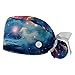 Starry Sky 2 Pieces Unisex Working Caps with Buttons Adjustable Bouffant Hats Tie Back Caps