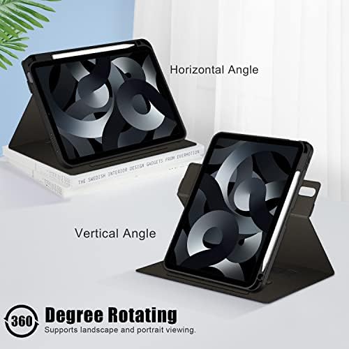 TOPCASE Compatible with iPad 10th Generation Case 2022,Smart Stand Cover iPad 10.9 Case with Pencil Holder,Black
