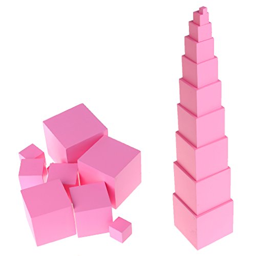 cici store 10 peças Montessori Sensorial Brinquedos de Madeira Blocos de Montar – Materiais Rosa Con