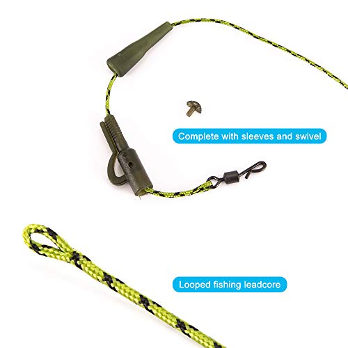 DECDEAL 1 pcs / 4 pcs NúcDe Chumbo Linha De Pesca 45lb Looped Carpa Pesca Líder Com Anel de Manga Gi