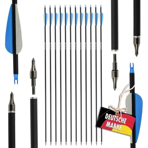 Komplettpfeil - Drake Ice - 28-32 Zoll - Carbon - 12 Stück (32 Zoll), TOP Einsteigerpfeil zum Bogenschießen, mit Schraubspitze, sehr hochwertig und top verarbeitet
