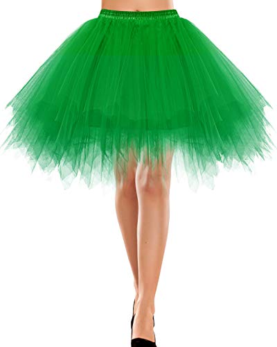 Bbonlinedress Ballet Tutu Jupon Tulle Jupe de Déguisement Carnaval Soirée Bal Cocktail Fête pour Adult Multicolore à Choisir Green M