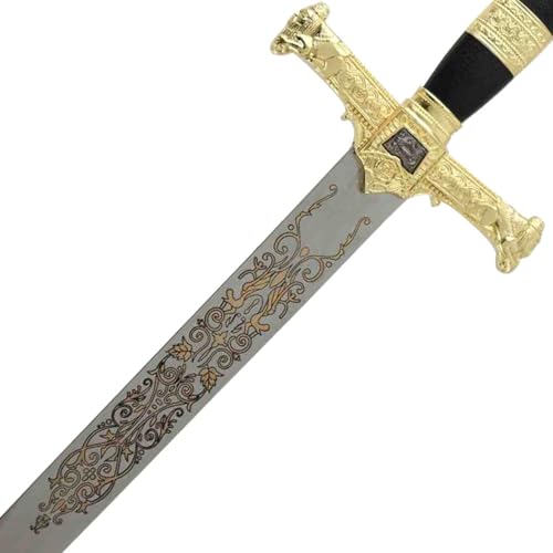 Armory Replicas™ - King Solomon Black Medieval Crusader Sword - Intricately Crafted Replica with Lions of Judah and Menorah Symbolism for Collectors and Enthusiasts
