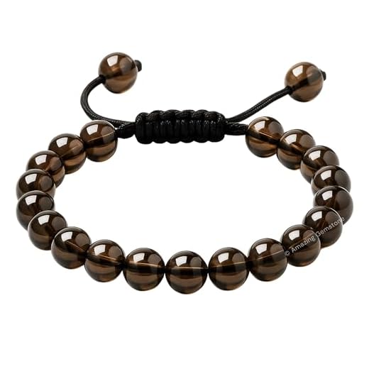 Smoky Quartz Bracelet for Women Men's Gifts - Protection Healing Crystal Bracelet - 8mm Gemstone Beaded Adjustable Bracelet Pulseras Para Hombres Mujer Stocking Stuffers
