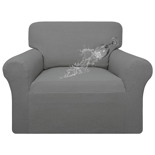 Image of Easy-Going 100% Waterproof Oversized Chair Couch Cover, Stretch Sofa Cover | Dual Waterproof Sofa Slipcover, Leakproof Furniture Protector Against Stain Spill from Kids, Pets, Dog, Grey