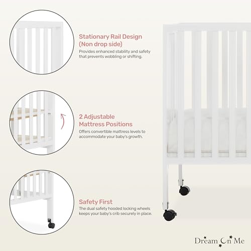 Dream On Me 674-WHT Quinn Full-Size Folding Crib In White thumb #3