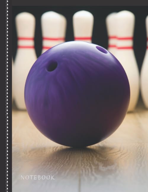 Notebook: Purple Bowling Ball & Pins Cover | College…