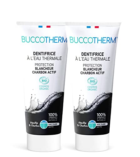 BUCCOTHERM | [Dentifrice Protection Blancheur au Charbon Actif] | Apaise | Certifié Bio - 100% d’ingrédients d’origine naturelle | Lot de 2 - 2x75 ml Cover