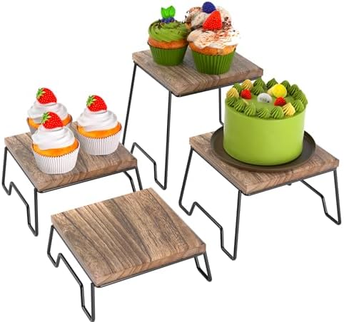 Amazon.com: Buffet Risers And Stands, 6 Inch Wood and Metal Food Risers ...