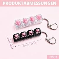 2 Stück Tastatur Fidget Schlüsselanhänger Set, Mini Tastatur 4 Tasten klick Fidget Toy, Asmr Tastatur Schwarze Katze, Schwarz-Weiße & Bunte Katzenpfote, Für Büro, Uni. (Schwarz-Weiße) – Ansicht 3