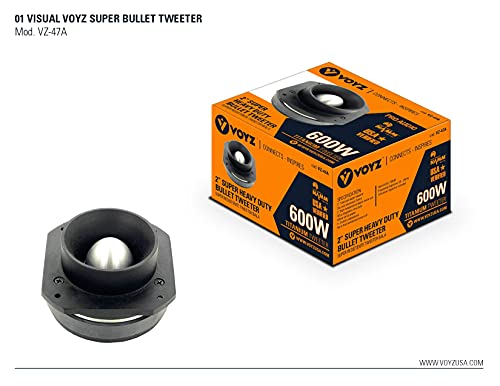 Voyz 600 Watt Super Tweeter 2Khz - 25Khz - 5” Supper Bullet Tweeter - Heavy Duty Super Strong Ferrite Magnet Tweeter With Titanium Diaphragm 4-8 Ohms Includes Crossover Capacitor (Vz-47A) #TOP6