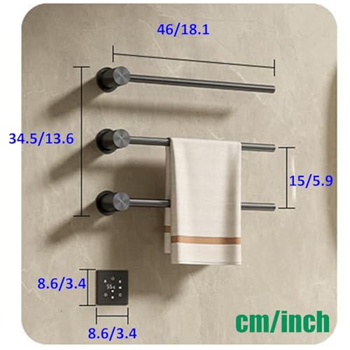 Toallero calefactable blanco de pared con 3 varillas y control térmico para baño 3