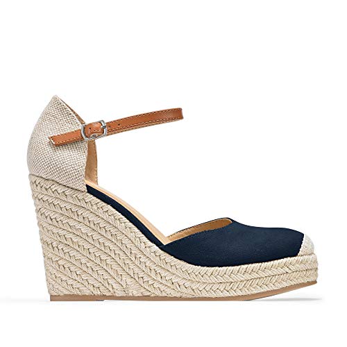 Image of FISACE Womens Summer Espadrille Heel Platform Wedge Sandals Ankle Buckle Strap Closed Toe Shoes