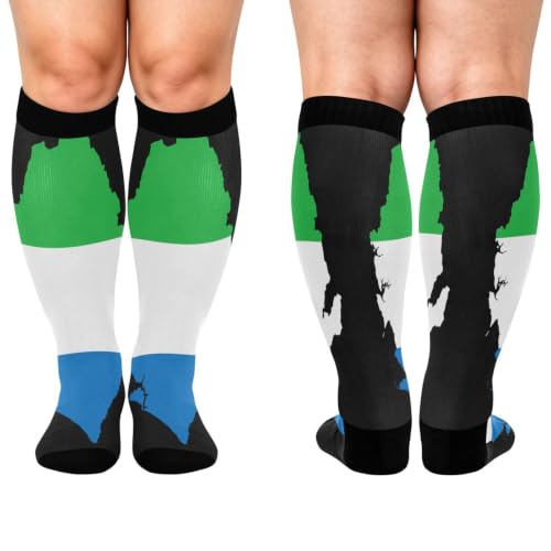 Plus Size sports compression stockings Sierra Leone National Pride Flag