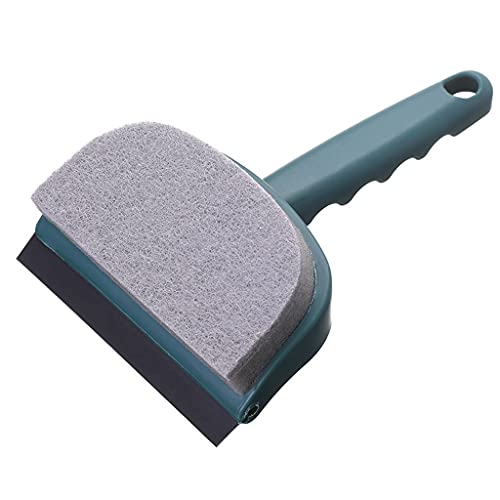 2 in 1 Double Sided Window Tool Squeegee Sponge Scrubber Scraper Brush for Shower Door Bathroom Glass Washbasin Kitchen