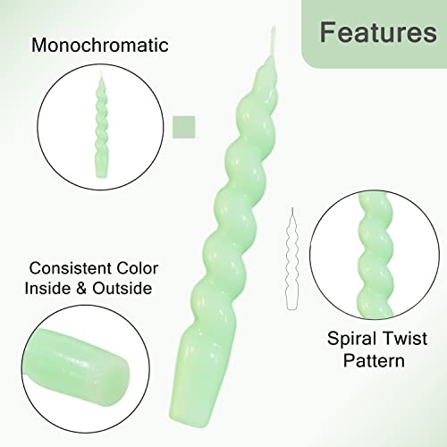 2-Pack Of High-Performance, Long-Lasting, Smoke-Free & Drip-Free Spiral Wax Candles - Ideal For Relaxation, Ambiance, And Special Occasions - 5 Hour Burn Time, 7.5 Inches Tall (Green) #TOP1