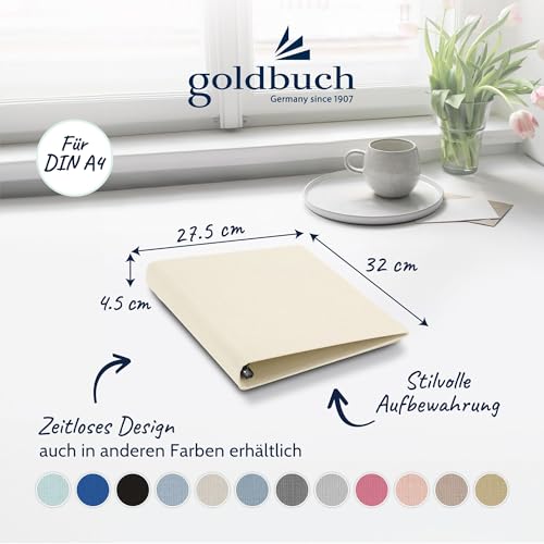 goldbuch 37931 Foto Ringbuch, Bella Vista, Foto Album 26 x 32 cm, Fotobuch Ordner aus Leinen, Fotoordner zum Selbstgestalten und Befüllen, Format DIN A4, ideal für Reise & Urlaub, Beige