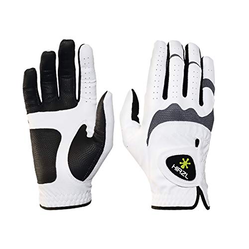 Hirzl Trust Hybrid Golf Gloves, Mens Golf Glove, White/Black, Nylon, Kangaroo Leather, Polyester, Ultimate Grip, Wet/Dry, Ergonomic Fit, Breathable, Sweat Free, Water Repellent,Medium/Large,Right Hand #TOP9