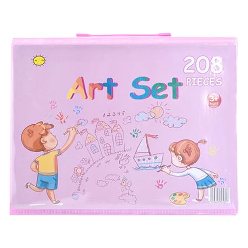 Estuche Pintura 208 Piezas - Kit Dibujo Completo Portátil | Materiales Arte Con Rotuladores Acuarela Ceras | Set Colorear Niños Adultos, Viaje Hogar Colegio Estudio Regalo Cumpleaños Navidad