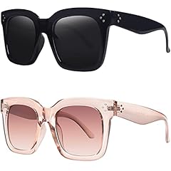 (2 Pack) Black Frame Grey Lens+crystal Brown Frame Brown Gradient Lens