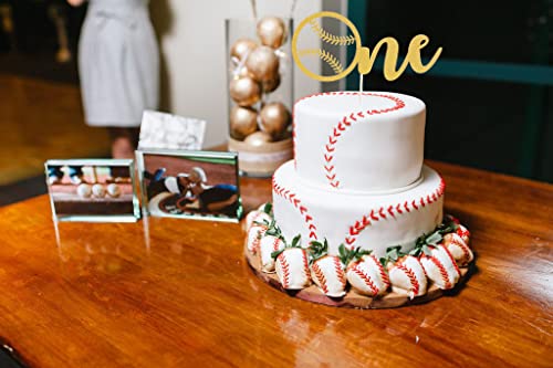 Gold Baseball One Cake Topper- 1St Birthday Baseball One Cake Topper, Boy Girl Baseball Sport Theme Birthday Party Decorations Supplies, Baby First Shower Baseball Cake Decorations #TOP2