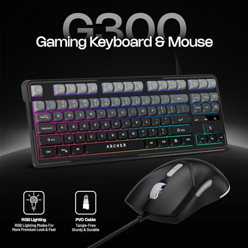 Archer Tech Lab Astra G300 Wired RGB Gaming Keyboard & Mouse Combo| 87 Keys+ 19 Anti-Ghost Keys| 7 Mouse Keys| 4 DPI 1200-3600| 125Hz Poling Rate|... - Image 2