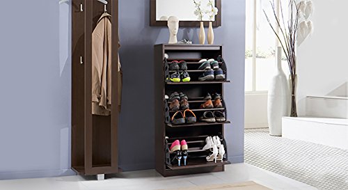 Image of Urban Ladder Pointe Shoe Cabinet (Finish : Dark Walnut; Configuration : Simple; Capacity : 21 Pair)