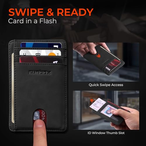 Image of RUNBOX Slim Minimalist Front Pocket RFID Blocking Leather Wallets for Men and Women Card Holder Wallets Gifts for men