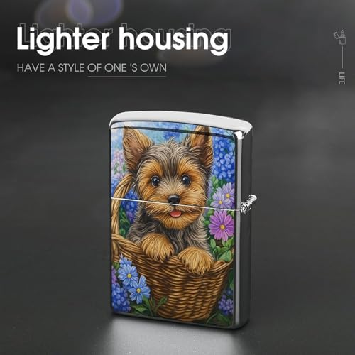 Estuche de encendedor clásico de cobre con diseño Puppy miniatura 4