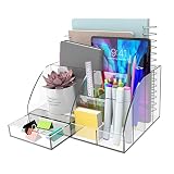 HOPECK Desk Organizer Office Accessories, Acrylic-Functional Desk Organizer with 8 Compartments and