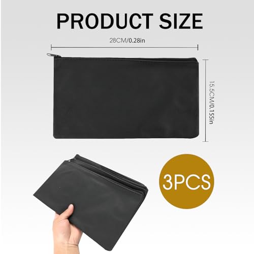 3 Stück Geldtaschen Banktasche banktasche Schwarz für A5 Dokumente, praktische geldtaschen banktasche aus PU-Leder zur geordneten geldscheine aufbewahrung für Alltag und Büro