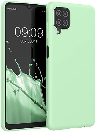 kwmobile TPU Case Compatible with Samsung Galaxy A12 - Case Soft Slim Smooth Flexible Protective Phone Cover - Metallic Turquoise