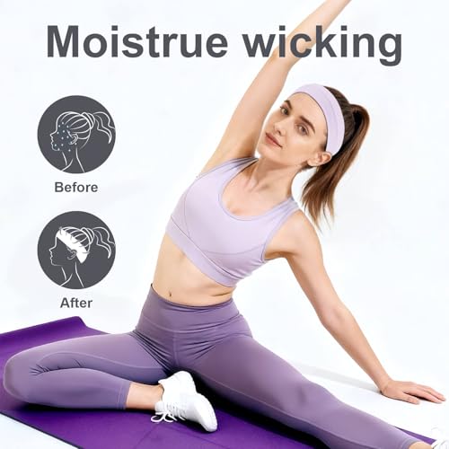 Image of DRESHOW 8 Pack Sweat Bands Headbands for Women Workout Non-Slip Stretchy Fashion HairBand Curly Hair Headband Soft Hair Accessories for Sports Running Athletic Yoga