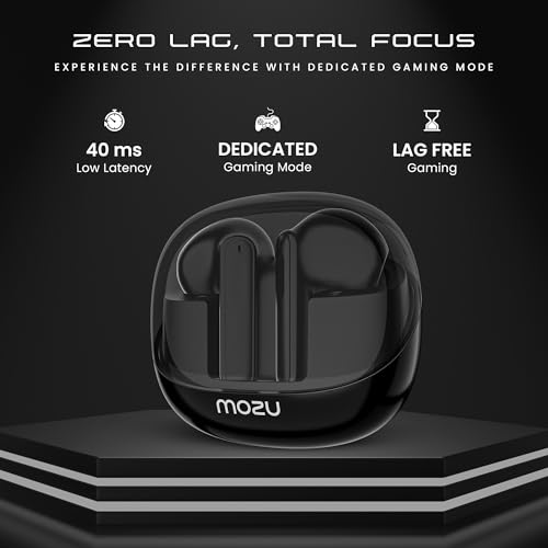 Image of MOZU Flexibuds Klear with ENC,Mems Mic,Game Mode,Low Latency Transparent Earbuds Bluetooth Headset (Shadow Black, True Wireless) (Space Black)