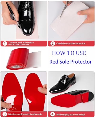 Image of Red Bottom Shoe Sole Protector Compatible with Christian Louboutin Heels - Anti-Slip Shoe Grips, Invisible Red Smooth Sole Guard(40 x 4.5 Mirror Red)