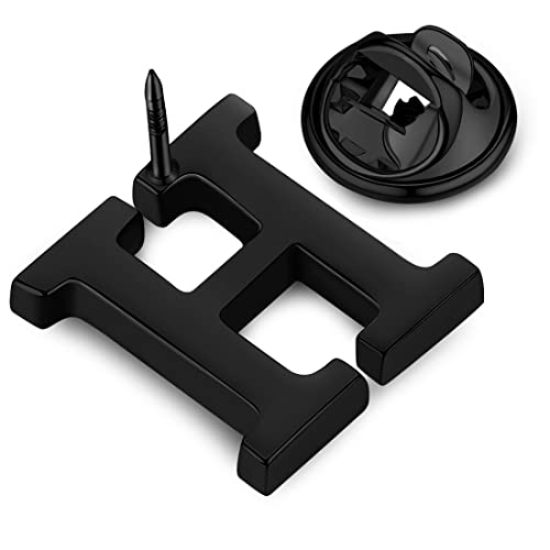 Image of HONEY BEAR Initial Alphabet Letter Lapel Pins Collar Badge Brooches for Mens /Womens Shirt Dress Decoration Black