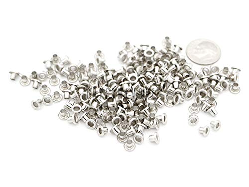Craftmemore 2Mm Hole 200Pcs Tiny Grommets Eyelets Self Backing For Bead Cores, Clothes, Leather, Canvas (Silver) #TOP2