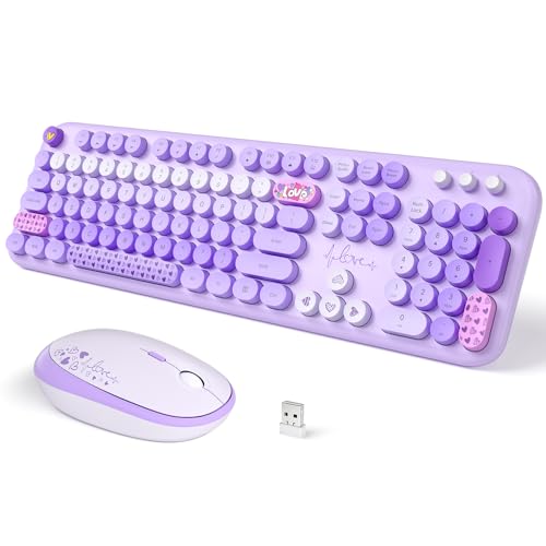 Teclado retro inalámbrico para evitar cables en tu computadora, juego colorido completo