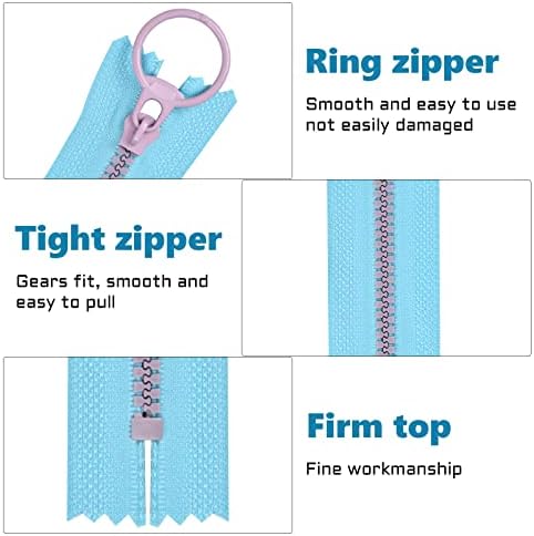 10pcs Zips for Bags, Assorted Colors Zippers Close End Chunky Zip for Sewing, Backpack, Crochet Purses Craft Project (40cm)