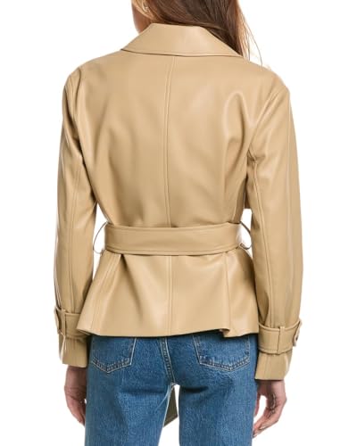 Anne Klein Womens Vegan Leather Short Belted Trench2